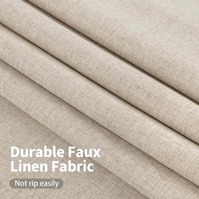 YoungsTex 45 Inch Length Oatmeal Linen Blackout Curtains, Short Thermal - Image 5