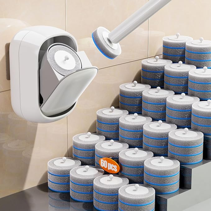 CTIME Disposable Toilet Brush Family Set Includes 60 Brush Heads, a Stylish by CTIME