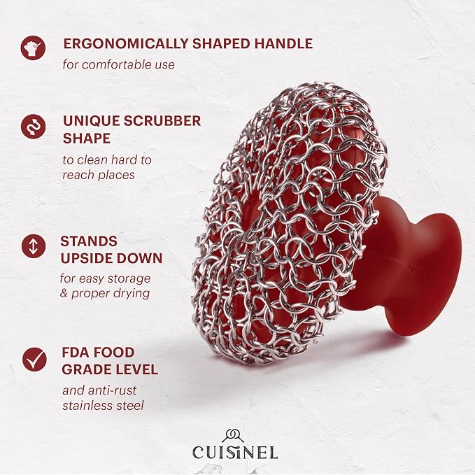 Cuisinel Cast Iron Chainmail Scrubber + Pan Scraper - Image 3