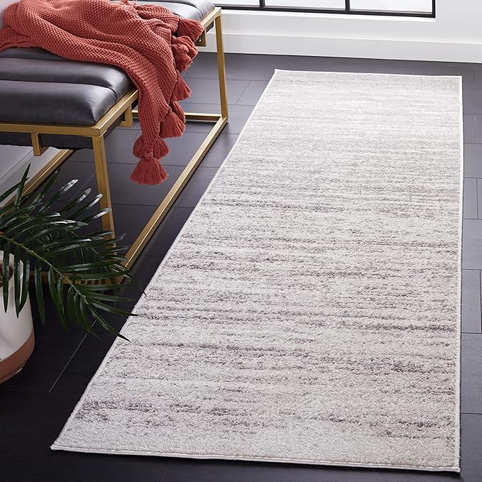 SAFAVIEH Adirondack Collection Runner Rug - 2'6" x 10', Ivory & Silver, Modern Ombre Design, Non Shedding & Easy to Clean, Ideal for Hallway, Foyer, Kitchen, Entryway, Bedroom (ADR113B)