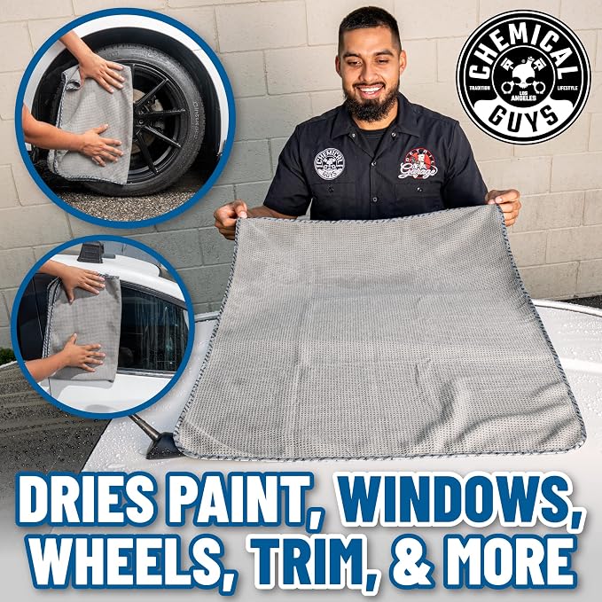 Chemical Guys Waffle Weave Gray Matter Microfiber Drying Towel - Image 11