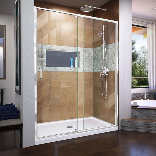 DreamLine Flex 50-54 inch W x 72 inch H Semi-Frameless Pivot Shower Door in by DreamLine