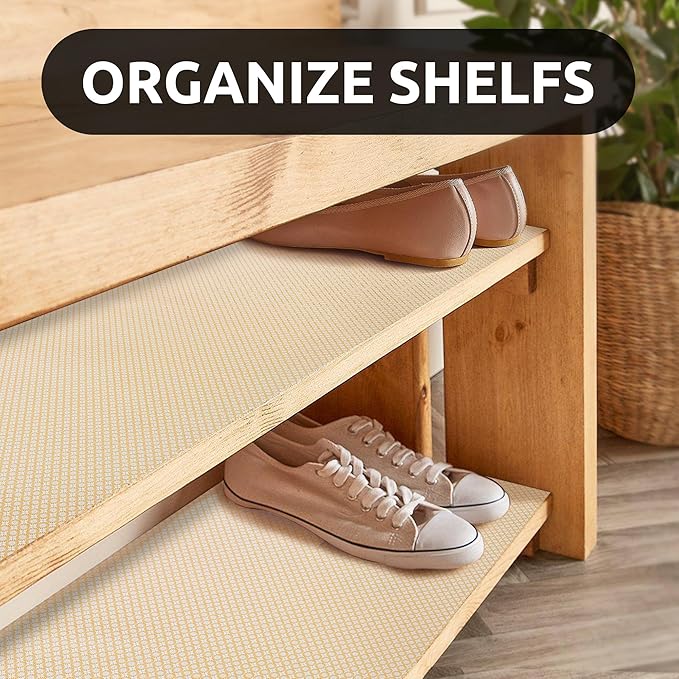RAY STAR 12X120 Inch Shelf Liner for Kitchen Cabinets, Non-Adhesive Cabinet Liner Washable, PVC Drawer Liner for Dresser Non-Slip Bathroom (Yellow Circle)(2 Roll)