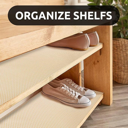 RAY STAR 12X120 Inch Shelf Liner for Kitchen Cabinets, Non-Adhesive Cabinet Liner Washable, PVC Drawer Liner for Dresser Non-Slip Bathroom (Yellow Circle)(2 Roll)