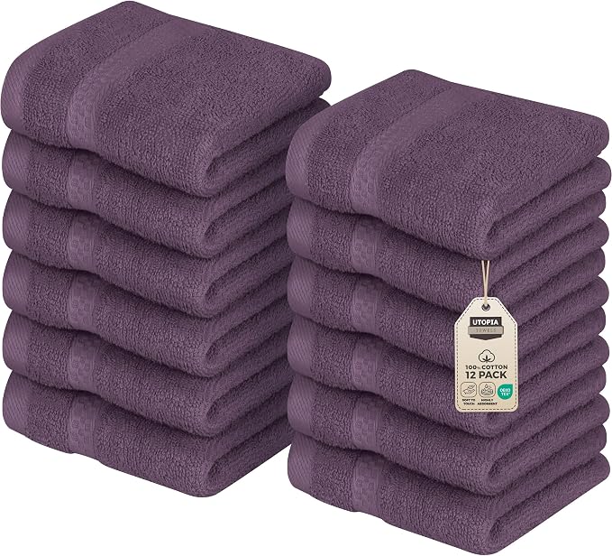 Utopia Towels 12 Pack Premium Wash Cloths Set, 12 by 12 Inches, 100% Cotton by UTOPIATOWELS