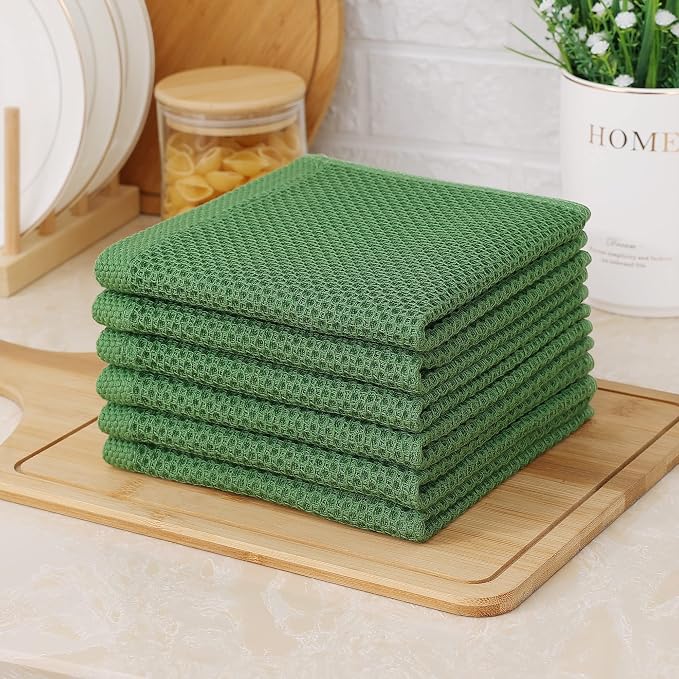 Kitinjoy 100% Cotton Kitchen Dish Cloths, 8 Pack Waffle Weave Ultra Soft - Image 7