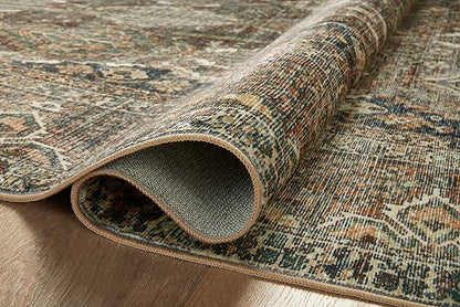 Loloi Magnolia Home by Joanna Gaines Banks Collection BAN-05 Spice/Blue 2'-6" x 9'-6", .13" Pile Height, Machine Washable, Runner Rug