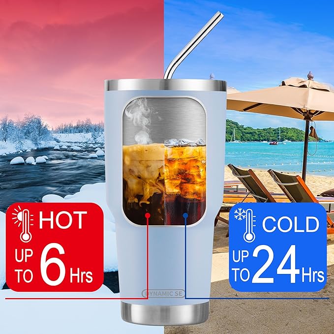 D·S 30oz Blue Tumbler Stainless Steel Double Wall Vacuum Insulated Mug - Image 4