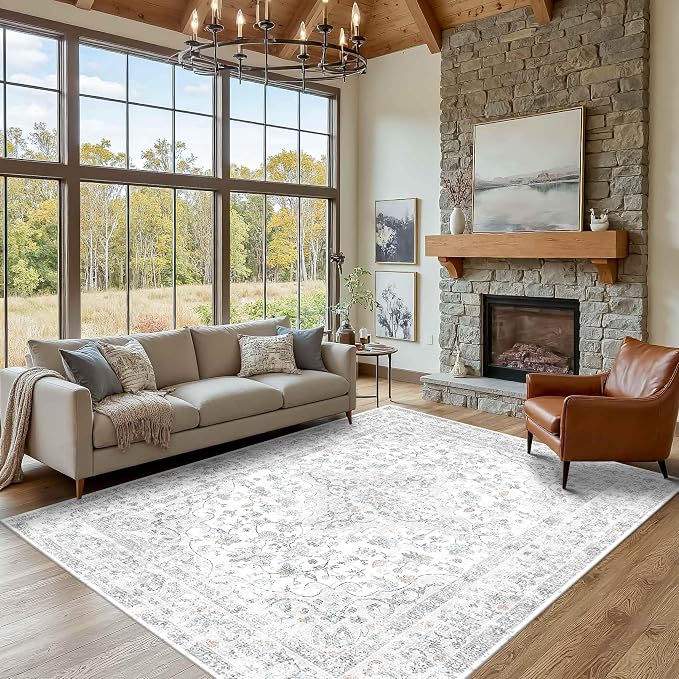 Area Rugs 5x7, Washable Grey Rugs - Image 2