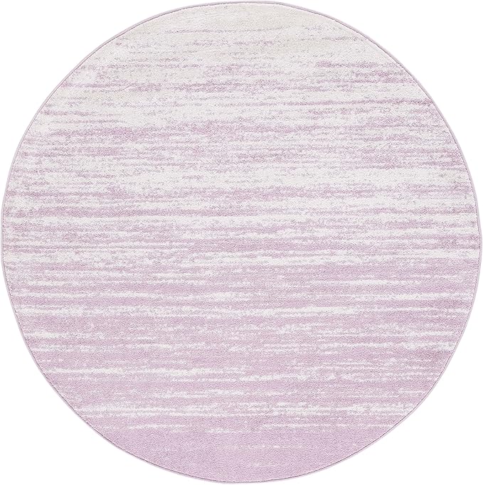 SAFAVIEH Adirondack Collection Area Rug - 8' Round, Cream & Purple, Modern Ombre Design, Non Shedding & Easy to Clean, Ideal for Living Room, Bedroom, Office, Dining Space (ADR113L)