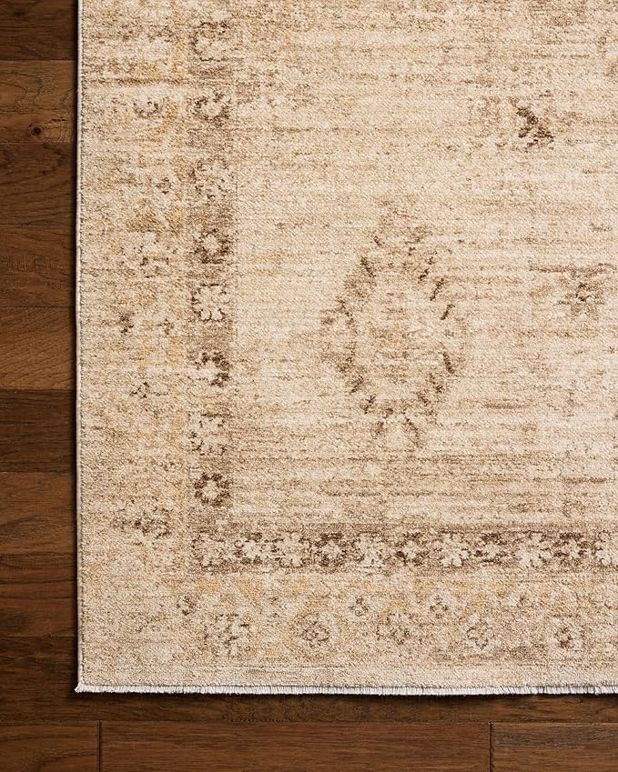 Loloi Chris Loves Julia Palma Collection PLM-06 Natural/Smoke 3'-6" x 5'-6" Fringe Accent Rug Vintage Style Boho Living Room Bedroom Carpet