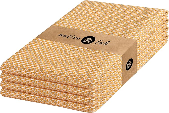 Native Fab 4 Pack Dotted Pattern Kitchen Dish Towels Cotton Super Absorbent by NativeFab
