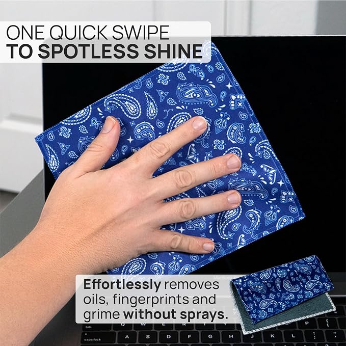 Quick Cloth Microfiber Glasses Cleaning Cloths – 8x8, Paisley Blue, 1 Pack - Image 2