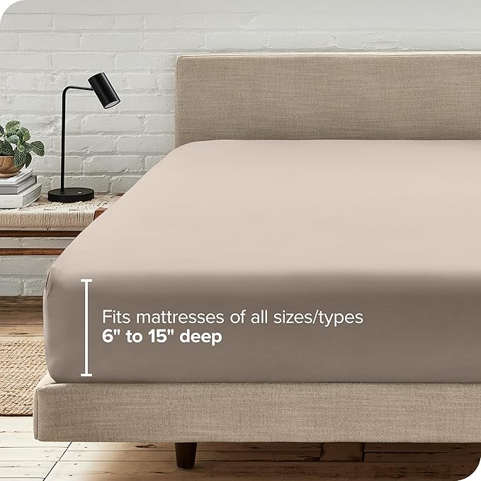 Bare Home Fitted Bottom Sheet Full Size - Premium 1800 Microfiber - Ultra-Soft Hotel Luxury - Deep Pocket - Durable and Long Lasting (Full, Pebble)
