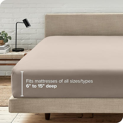 Bare Home Fitted Bottom Sheet Full Size - Premium 1800 Microfiber - Ultra-Soft Hotel Luxury - Deep Pocket - Durable and Long Lasting (Full, Pebble)