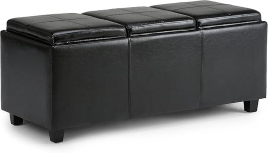 SIMPLIHOME Avalon 42 inch Wide Contemporary Rectangle Storage Ottoman in by SimpliHome