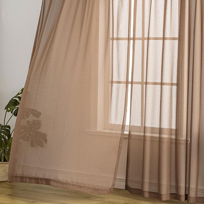 Pinch Pleat Curtains 108 Inches Long for Bedroom Living Room Soft Touch Light Filtering Sheer Pleated Drapes with Ajustable Hooks, Mocha Moose, 42" W x 108" L, 2 Panels