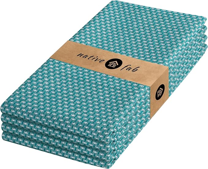 Native Fab 4 Pack Dotted Pattern Kitchen Dish Towels Cotton Super Absorbent by NativeFab