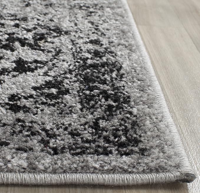 SAFAVIEH Adirondack Collection Runner Rug - 2'6" x 16', Grey & Black, Distressed Vintage Floral Design, Non-Shedding & Easy to Clean, Ideal for Hallway, Foyer, Entryway, Bedroom (ADR109B)