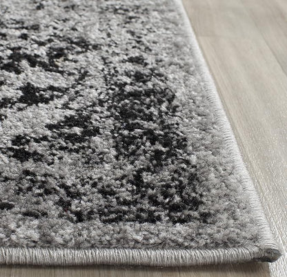 SAFAVIEH Adirondack Collection Area Rug - 6' Square, Grey & Black, Distressed Vintage Floral Design, Non-Shedding & Easy to Clean, Ideal for Living Room, Bedroom, Dining Space (ADR109B)