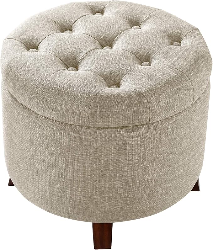 Amazon Basics Round Linen Ottoman - Image 4