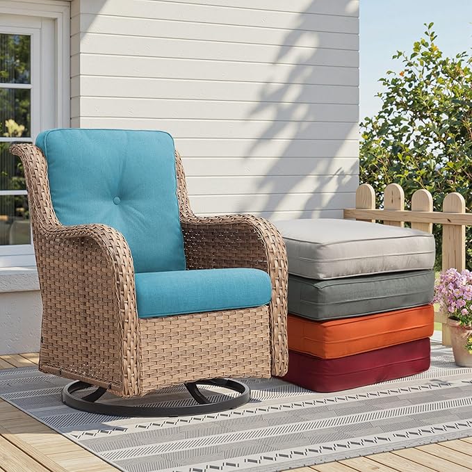 Patio Cushions for Outdoor Furniture - 22" x 25" x 4" UV Resistant Thick Foam Cushions Water Resistant Replacement Cushion for Outdoor Patio Furniture Chair/Sofa/Couch | Light Blue | 2-Pack |