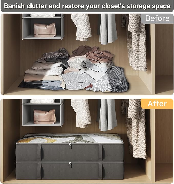 2-Pack Under Bed Storage, 6 Inches Tall Closet Organizers and Storage Bins - Image 3