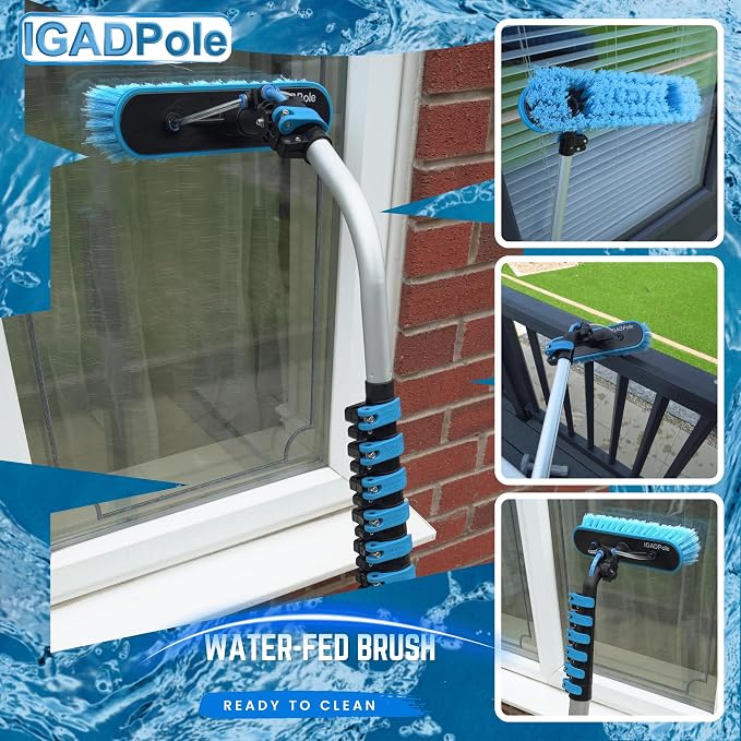 23ft IGADPole Washing Kit: Water-fed Brush, Cobweb Duster and 10” Squeegee and - Image 8