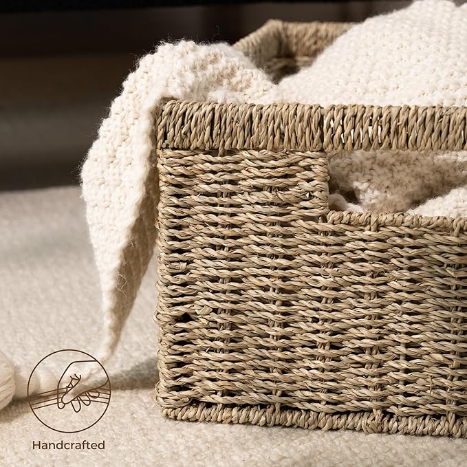 StorageWorks Wicker Storage Baskets, Large and Small Baskets, Handwoven - Image 4