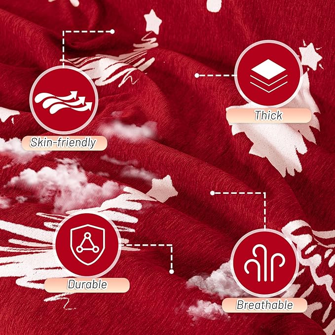 MYSKY HOME 71X102 inches Chair Christmas Couch Cover, Sectional Sofa Covers Sofa Slipcover for 1 Cushion Couch, L Shape Couch Covers for Dogs, Kids, Washable Sofa Blanket, Furniture Protector, Red