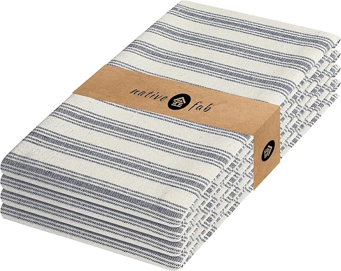 Native Fab 4 Pack Farmhouse Modern Stripe Kitchen Dish Towels Cotton Super by NativeFab