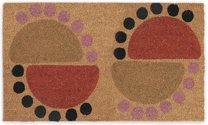 Coir Door Mats 17" X 30", Non-Slip Sturdy, PVC Backed Heavy Duty, Easy to Clean, Ideal for Door Entrance, Patio, Porch, Backyard, Garages, The Geo Circles
