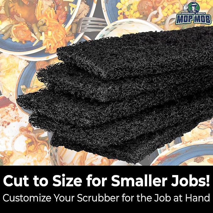 Heavy Duty XL Black Scouring Pad 5 Pack. 10 x 4.5in Large Multipurpose Nylon - Image 7