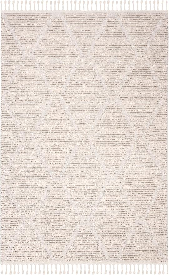 SAFAVIEH Marrakesh Collection Area Rug - 10' Square, Beige, Moroccan Boho Tribal Tassel Design, Non-Shedding & Easy Care, Ideal for High Traffic Areas in Living Room, Bedroom (MRK517C)