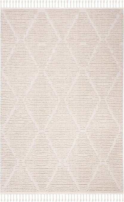 SAFAVIEH Marrakesh Collection Area Rug - 6'6" x 9', Beige, Moroccan Boho Tribal Tassel Design, Non-Shedding & Easy Care, Ideal for High Traffic Areas in Living Room, Bedroom (MRK517C)