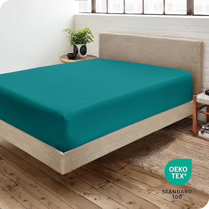 Bare Home Fitted Bottom Sheet King Size - Premium 1800 Microfiber - Ultra-Soft Hotel Luxury - Deep Pocket - Durable and Long Lasting - Fitted Sheet (King, Emerald)