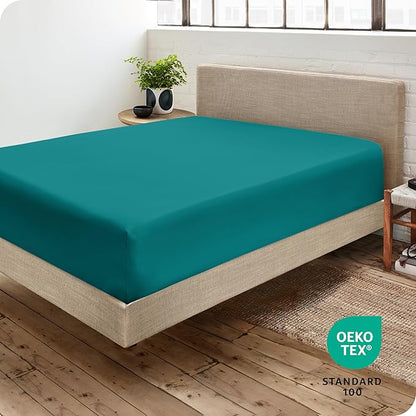 Bare Home Fitted Bottom Sheet King Size - Premium 1800 Microfiber - Ultra-Soft Hotel Luxury - Deep Pocket - Durable and Long Lasting - Fitted Sheet (King, Emerald)