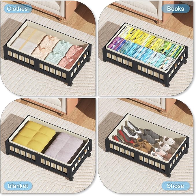 efluky 2-Pack Bamboo Under Bed Storage Containers - Image 3