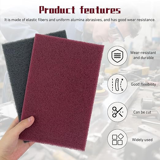 Premium 6" x 9" Scuff Pads 10 Pack, 5 Each Maroon General Purpose & 5 Each Gray - Image 3