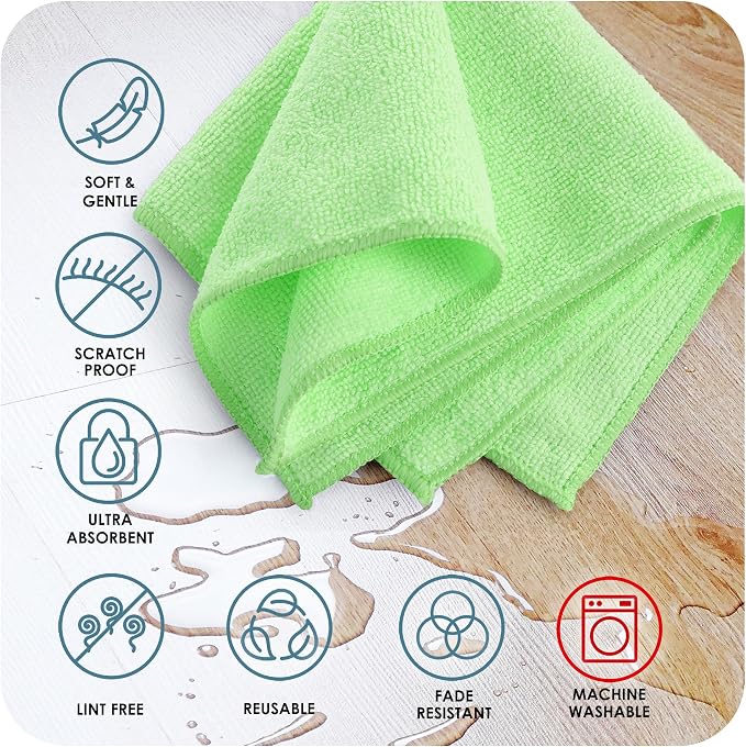 Hearth & Harbor 12 Pack Microfiber Washcloths, Lint Free, Scratch Free - Image 9