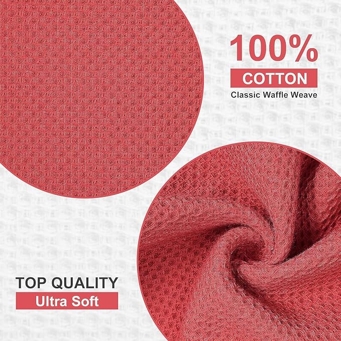 Kitinjoy 100% Cotton Kitchen Dish Cloths, 8 Pack Waffle Weave Ultra Soft - Image 3