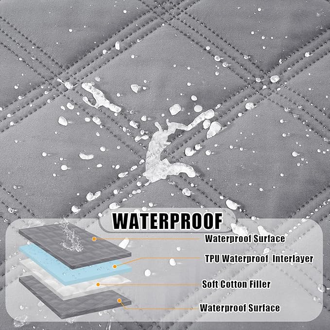 Smiry Waterproof Dog Bed Cover Blanket 68x82, Soft Reversible Pet Blanket, Washable Leakproof Cats Dogs Couch Cover for Sofa, Couch, Furniture, Lattice, Grey/Grey