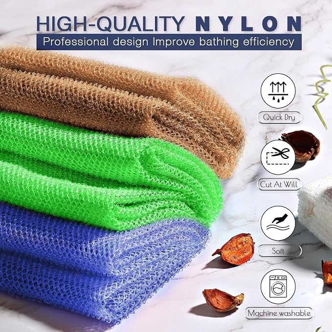 UJFQBH 3 Pieces African Bath Sponge African Net Long Net Bath Sponge - Image 4