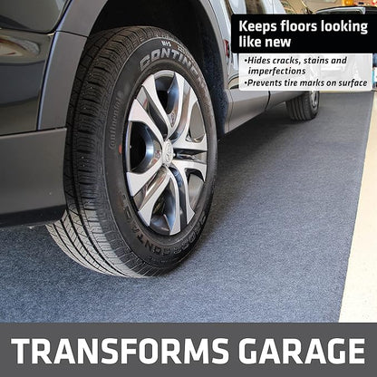 Drymate Garage Floor Mat, (17' x 7'4"), Protects Surfaces, Transforms Garage, Absorbent, Waterproof, Durable (USA Made) (Charcoal) (Includes Double Sided Tape)