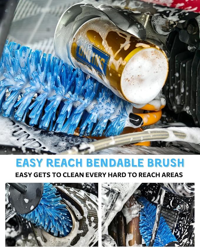 Motorcycle Cleaning Brush Kit 6 Pack, Easy Reach Brush, Chain Brush, Wool Wash - Image 3