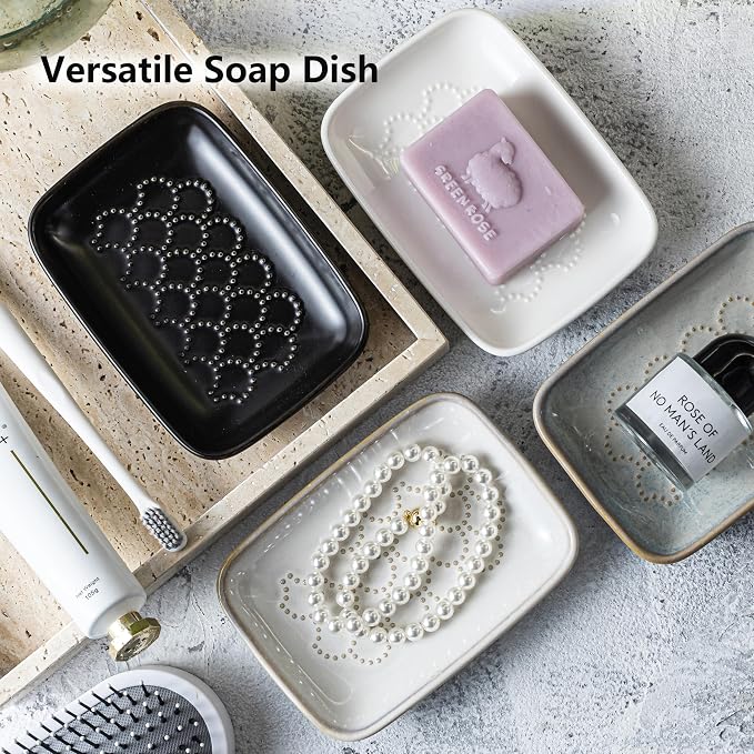 Gomakren Soap Dish for Shower, Ceramic Soap Dishes for Bar Soap Sponge - Image 7
