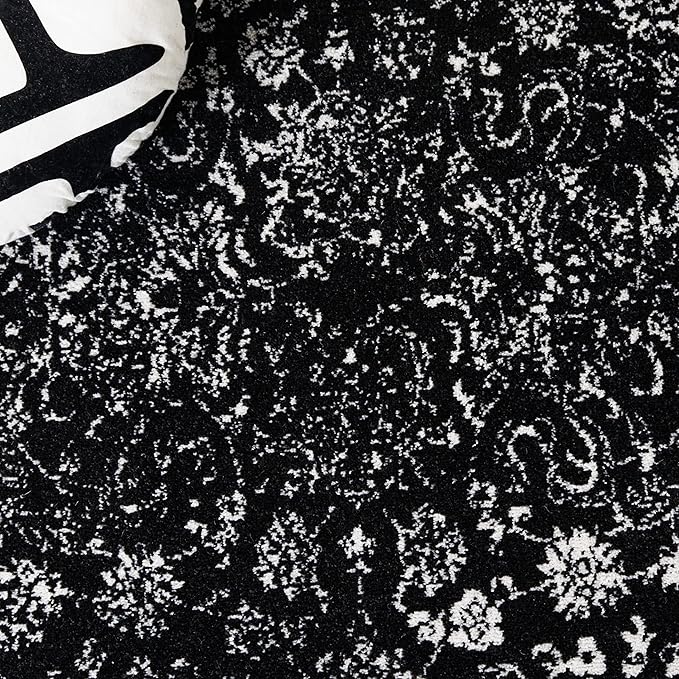 SAFAVIEH Area Rug 3x5 - Adirondack Collection - Black & Ivory, Distressed Vintage Floral Design, Non-Shedding & Easy to Clean, Ideal for Living Room, Bedroom, Dining Space (ADR109Z)