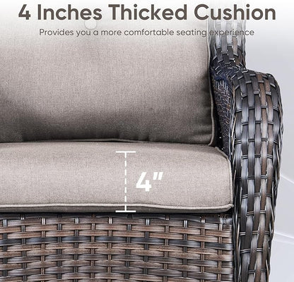 10-Piece Outdoor Patio Cushion Set - Fade & Water Resistant with Removable Olefin Cover, 22x24x4 Inch Memory Foam Cushions for Wicker Sectional Sofa – Grey/Buckle