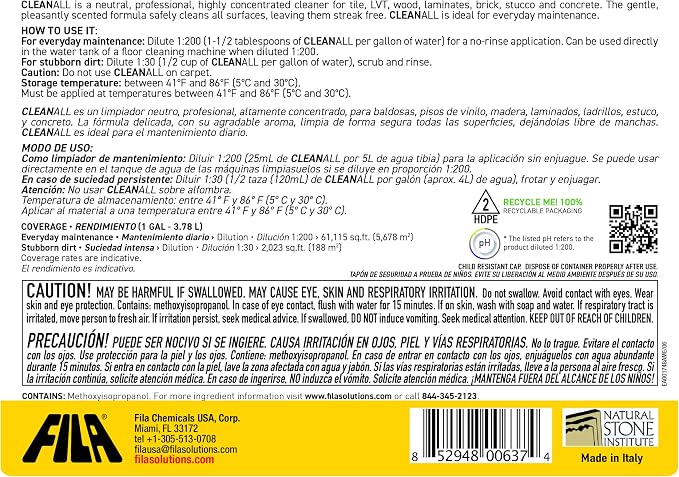 FILA Surface Care Solutions CLEANALL Neutral All Surface Cleaner, 1 Gallon - Image 3