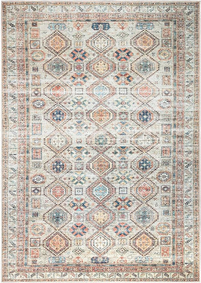 Keen Home Design 9x12 Rug - Machine Washable Area Rug with Non-Slip Backing, Ideal for Living Room, Dining Room, Bedroom - Vintage, Easy Clean, Durable, Low Pile Rug - (9' x 12')